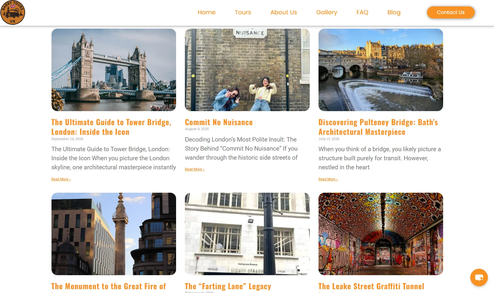 Barry Tours blog page