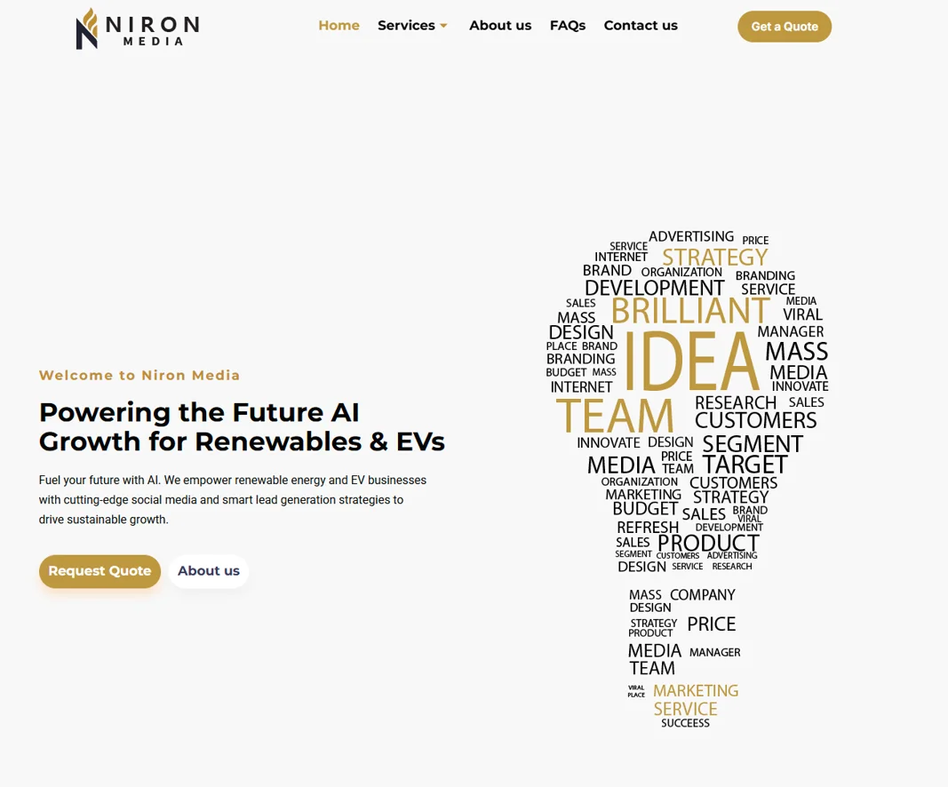Niron Media desktop website